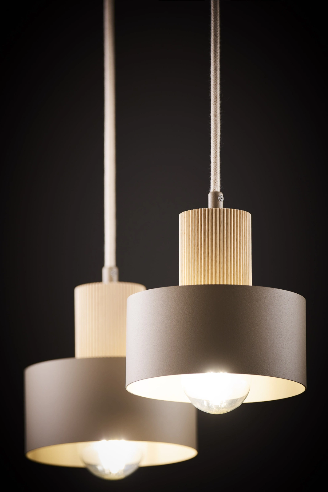 Lampa wisząca w stylu japandi RIF WOOD 2 ciepły beż/drewno naturalne, 2 × E27 – Sigma Lighting 41871 - obrazek 2