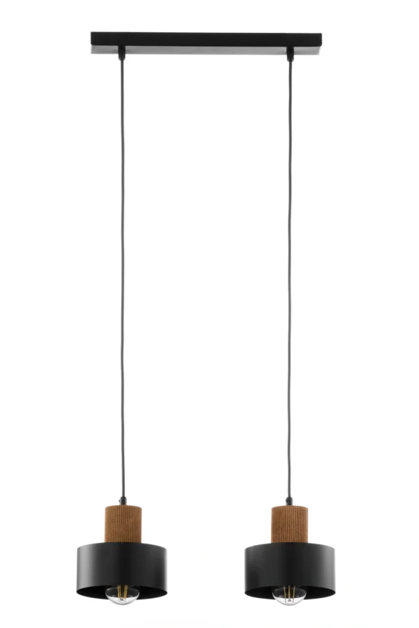 Lampa wisząca loftowa RIF WOOD 2 czarny/jasny brązowy, 2 × E27 – Sigma Lighting 41861