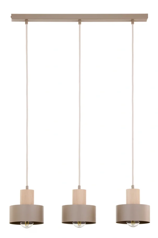 Lampa wisząca w stylu japandi RIF WOOD 3 ciepły beż/drewno naturalne, 3 × E27 – Sigma Lighting 41872