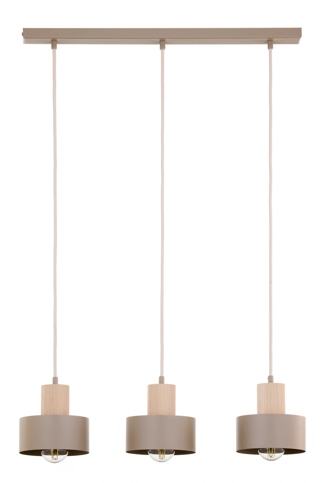 Lampa wisząca w stylu japandi RIF WOOD 3 ciepły beż/drewno naturalne, 3 × E27 – Sigma Lighting 41872