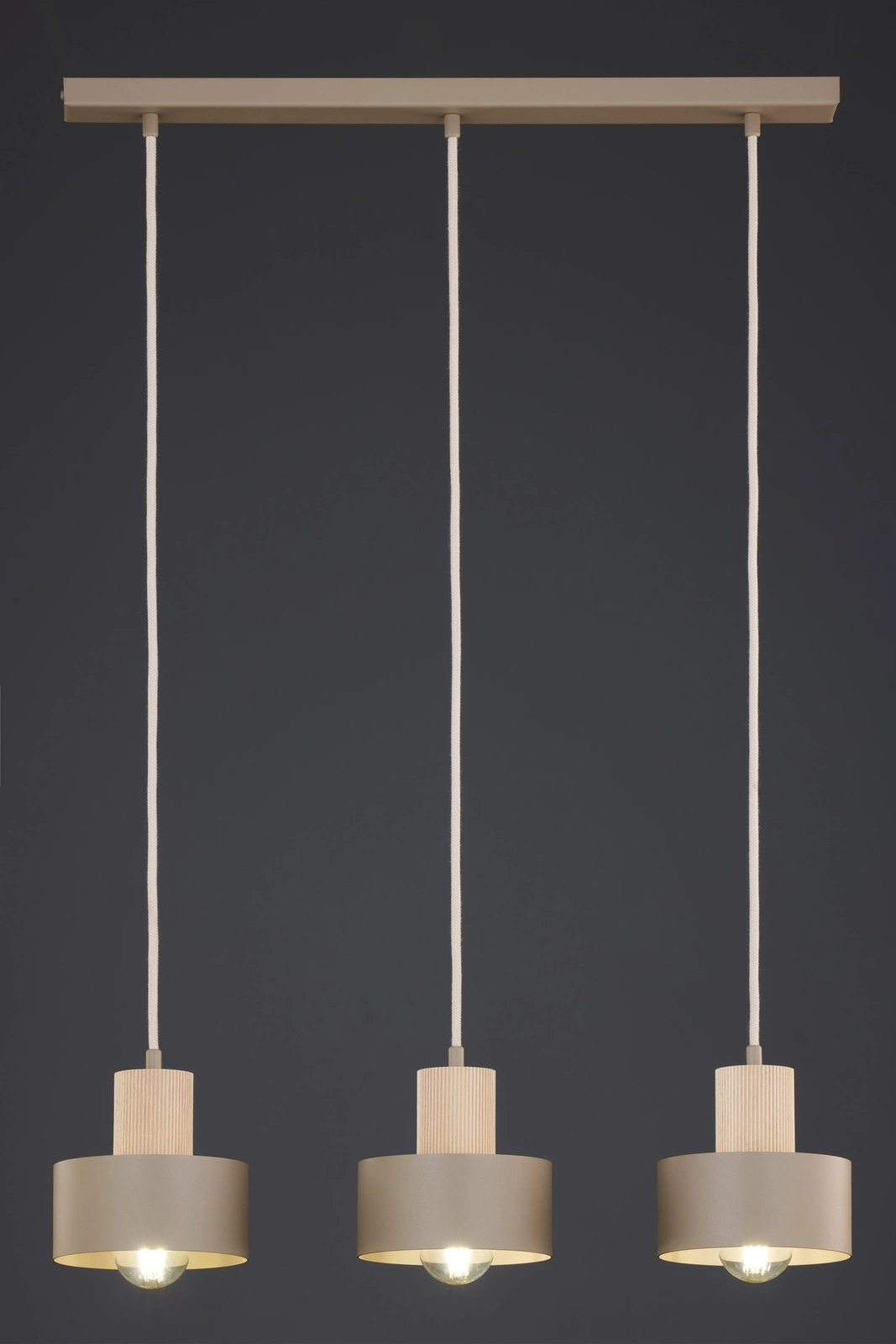 Lampa wisząca w stylu japandi RIF WOOD 3 ciepły beż/drewno naturalne, 3 × E27 – Sigma Lighting 41872 - obrazek 5