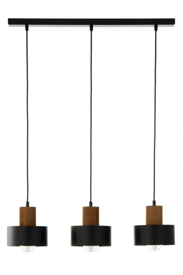 Lampa wisząca loftowa RIF WOOD 3 czarny/jasny brązowy, 3 × E27 – Sigma Lighting 41862