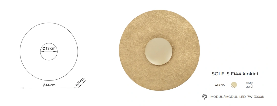 Kinkiet minimalistyczny SOLE S FI44 złoty, LED – Sigma Lighting 40875 - obrazek 4