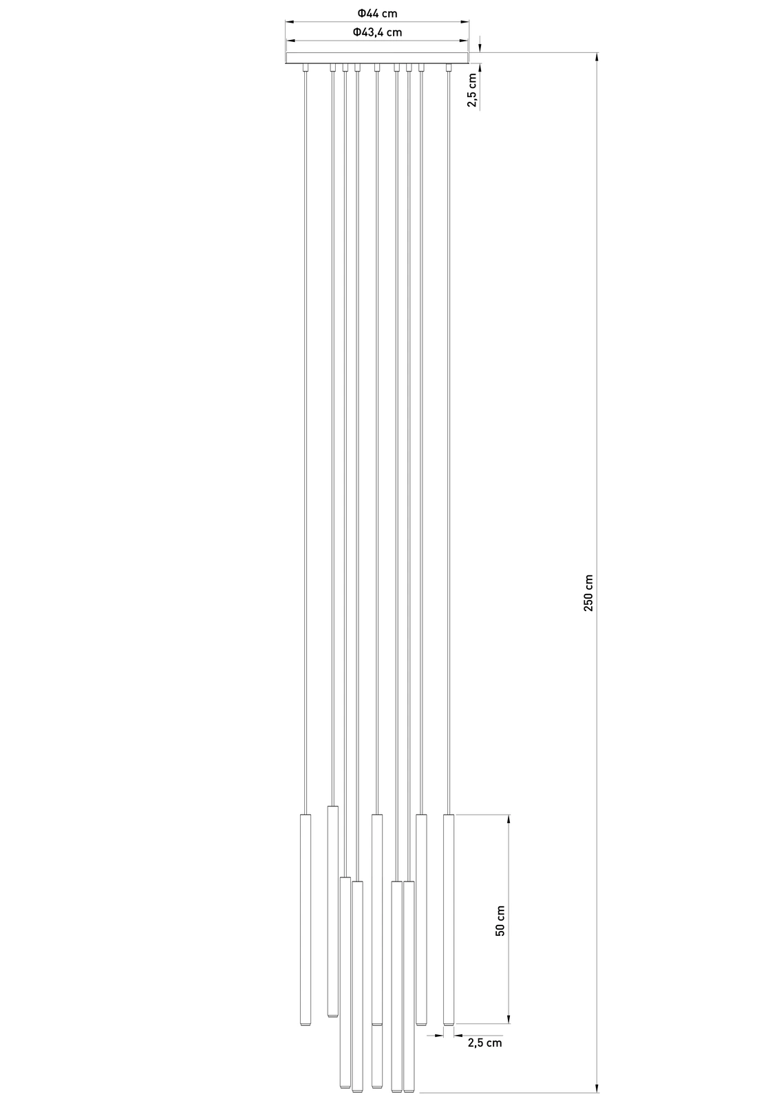 Lampa wisząca minimalistyczna SOPEL 10 ANTRESOLA dwa poziomy czarny złoty, 10 × G9 – Sigma Lighting 42056 - obrazek 2