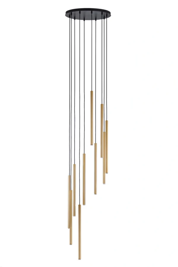 Lampa wisząca minimalistyczna SOPEL 10 ANTRESOLA kaskada czarny_ złoty, 10 × G9 – Sigma Lighting 42054