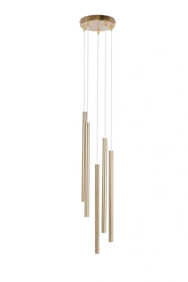 Lampa wisząca minimalistyczna SOPEL LUX SOPEL PREMIUM 5 koło złoty szczotkowany, 5 × G9 – Sigma Lighting 40959