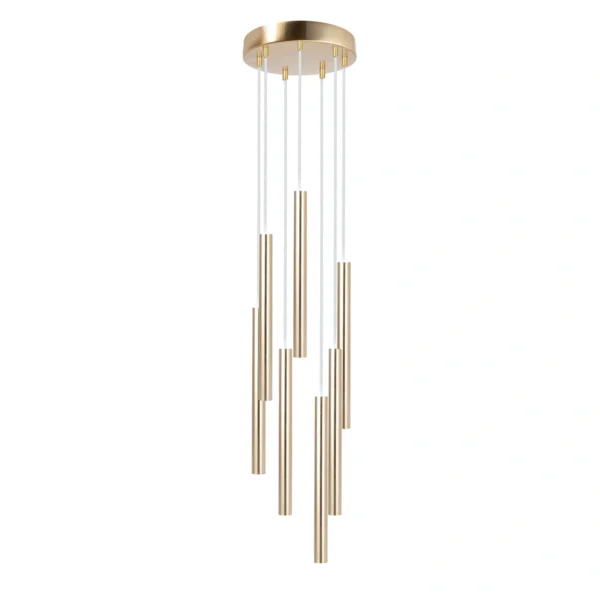 Lampa wisząca minimalistyczna SOPEL LUX SOPEL PREMIUM 7 koło złoty szczotkowany, 7 × G9 – Sigma Lighting 40960