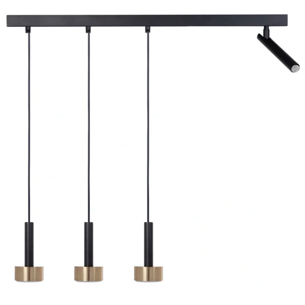 Lampa wisząca minimalistyczna STAMP 3 + 1 czarny/złoty szczotkowany, 4 × GX53 – Sigma Lighting 41253