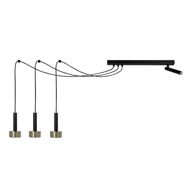 Lampa wisząca minimalistyczna STAMP SPIDER 3 + 1 czarny/złoty szczotkowany, 4 × GX53 – Sigma Lighting 41257