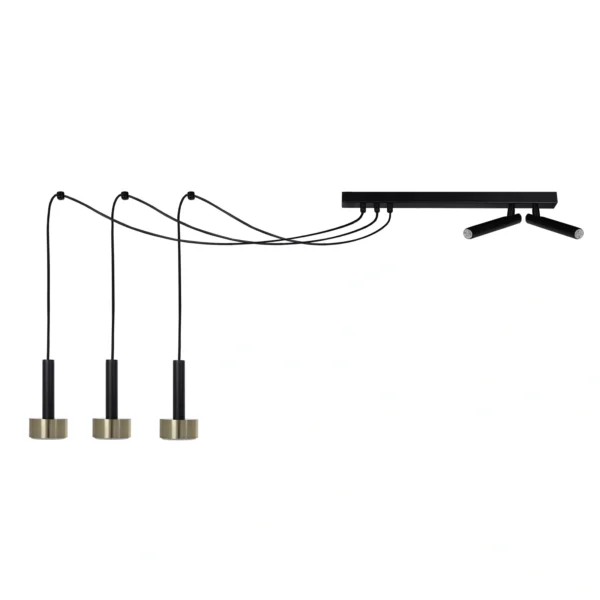 Lampa wisząca minimalistyczna STAMP SPIDER 3 + 2 czarny/złoty szczotkowany, 5 × GX53 – Sigma Lighting 41258