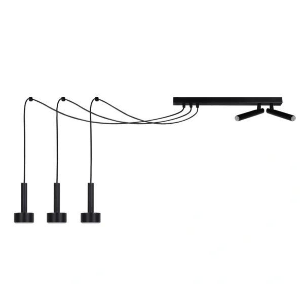 Lampa wisząca minimalistyczna STAMP SPIDER 3 + 2 czarny, 5 × GX53 – Sigma Lighting 41256
